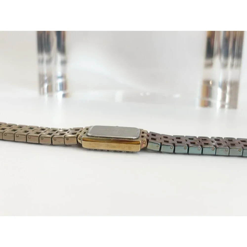 Anne Klein Gold T 735H Rhinestone Mother of Pearl Vintage Wristwatch - 20mm